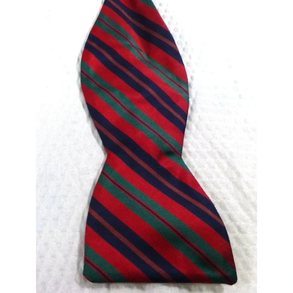 Beau Ties Ltd Of Vermont Red & Green Stripe Self-Tie Bow Tie Silk